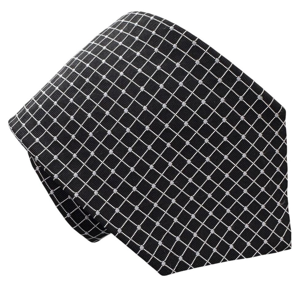 Brooks Brothers 100% silk twill window pane geometric square tie 4” w